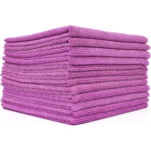 The Rag Company – All-Purpose Microfiber Terry Cleaning Towels – Commercial Grade, Highly Absorbent, Lint-Free, Streak-Free, Kitchens, Bathrooms, Offices, 300gsm, 16in x 16in, Pink (12-Pack)(Lavender)