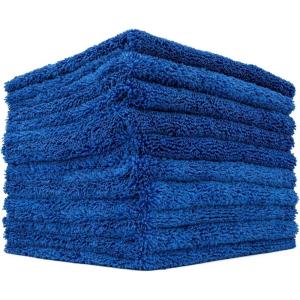 The Rag Company – Creature Edgeless Auto Detailing Towels (10-Pack) Professional 70/30 Blend, Dual-Pile Plush Microfiber, Buffing & Polishing, 420gsm, 16in x 16in, Lime Green(Royal Blue)