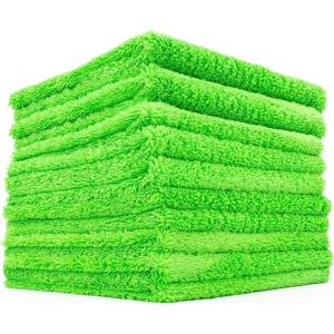 The Rag Company – Creature Edgeless Auto Detailing Towels (10-Pack) Professional 70/30 Blend, Dual-Pile Plush Microfiber, Buffing & Polishing, 420gsm, 16in x 16in, Lime Green(Lime Green)
