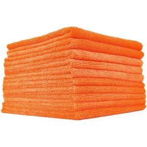 The Rag Company – Edgeless 365 Microfiber Towels (10-Pack) Premium 70/30 Blend, Professional Polishing, Wax Removal, Auto Detailing, 365gsm, 16in x 16in, Gold(Orange)