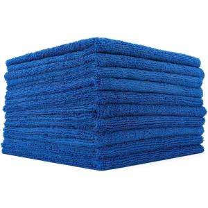 The Rag Company – Edgeless 365 Microfiber Towels (10-Pack) Premium 70/30 Blend, Professional Polishing, Wax Removal, Auto Detailing, 365gsm, 16in x 16in, Gold(Royal Blue)