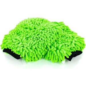 The Rag Company – Premium Chenille Microfiber Knobby Wash Mitts – Perfect for Car Washing and Detailing; Scratch-Free, Lint-Free, Double-Sided, Plush, and Absorbent; Lime Green + Blue (2-Pack)(Lime Green)