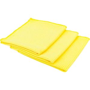 The Rag Company – Standard Waffle Weave Microfiber Towels (2-Pack) Detailing, Window, Glass and Drying, Wax & Polish, Lint-Free, Streak-Free, 370gsm, 16in x 24in, Royal Blue(Yellow)