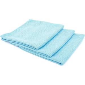 The Rag Company – Standard Waffle Weave Microfiber Towels (2-Pack) Detailing, Window, Glass and Drying, Wax & Polish, Lint-Free, Streak-Free, 370gsm, 16in x 24in, Royal Blue(Light Blue)