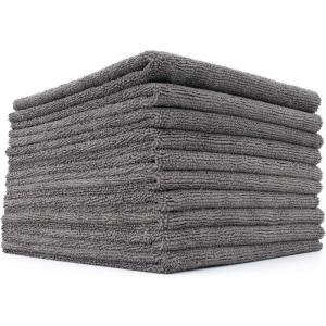 The Rag Company – The Miner – Professional Metal Polishing Microfiber Towels for Cars; Safe on High-End Wheels and Soft Metals, 70/30 Blend, Dual-Pile, 365GSM, 16in x 16in, Grey (10-Pack)(16in x 16in)