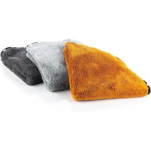 The Rag Company – The Wolf Pack – Premium Ultra-Soft Microfiber Detailing Towels; Buttersoft Suede Edge; Perfect for Buffing and Final Wipedowns; 480GSM, 16in x 16in, Mixed Earth Tone Colors (3-Pack)(3-Pack)