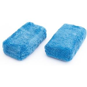The Rag Company – Ultra Premium Korean Eagle Microfiber Detailing Applicator Sponge – Versatile Detailing Tool, Extra Absorbent, Able to Withstand Numerous Uses, 3in x 5in, Blue (2-Pack)