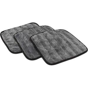 The Rag Company Gauntlet Car Drying Towel – 70/30 Korean Microfiber, Dries Faster Without Scratching, 900gsm, 15×24 inches, Ice Grey/Grey, 2-Pack(12in x 12in)