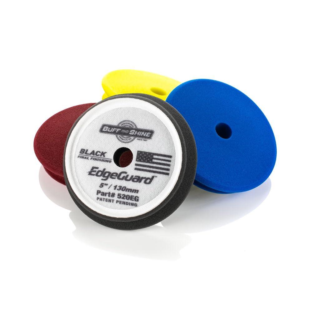 imageBuff and Shine EdgeGuard Foam Buffing Pads Maroon 5quot Medium Cut Pad Pack of 2Multicolor Mix of Grades