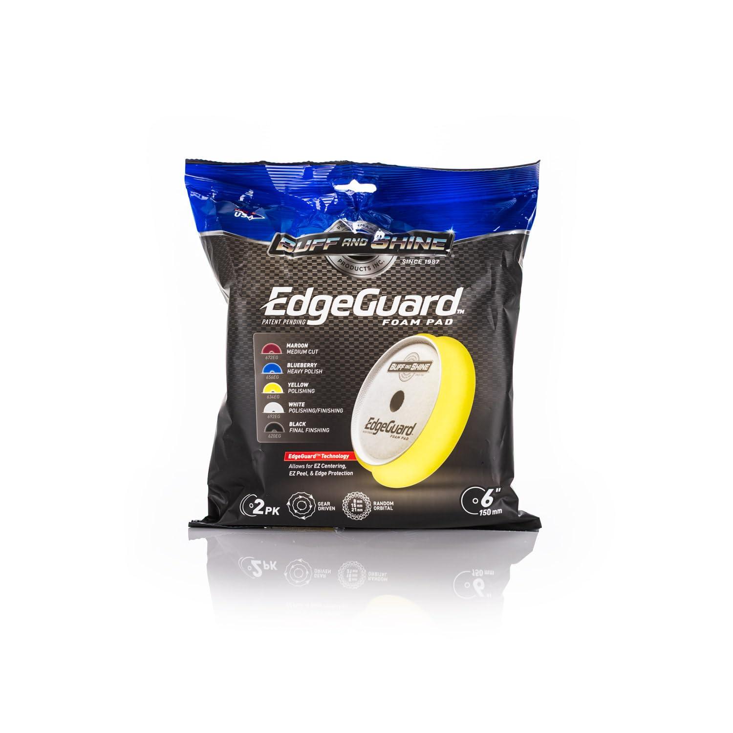 imageBuff and Shine EdgeGuard Foam Buffing Pads Maroon 5quot Medium Cut Pad Pack of 2Yellow Polishing