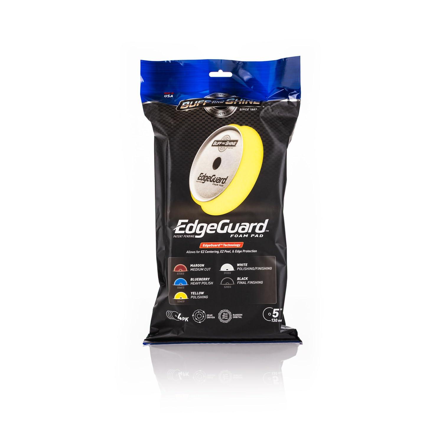 imageBuff and Shine EdgeGuard Foam Buffing Pads Maroon 5quot Medium Cut Pad Pack of 2Yellow Polishing