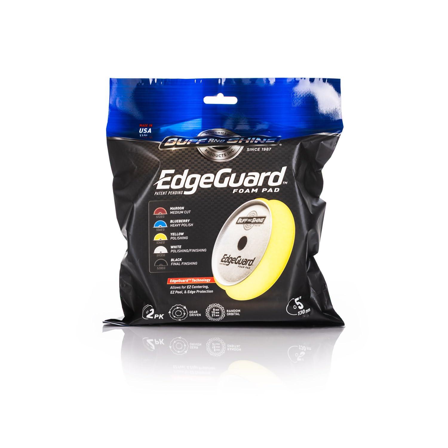 imageBuff and Shine EdgeGuard Foam Buffing Pads Maroon 5quot Medium Cut Pad Pack of 2Yellow Polishing