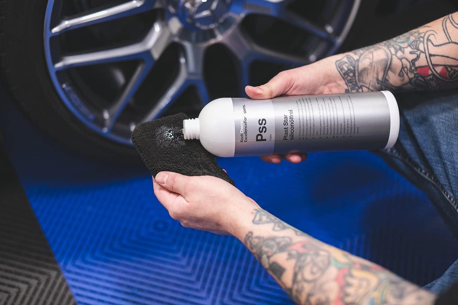 imageKOCHCHEMIE Plast Star Silicone Free Exterior Trim Dressing UV Protection Exterior Trim Mouldings Tires Like New OEM Finish 1 Liter