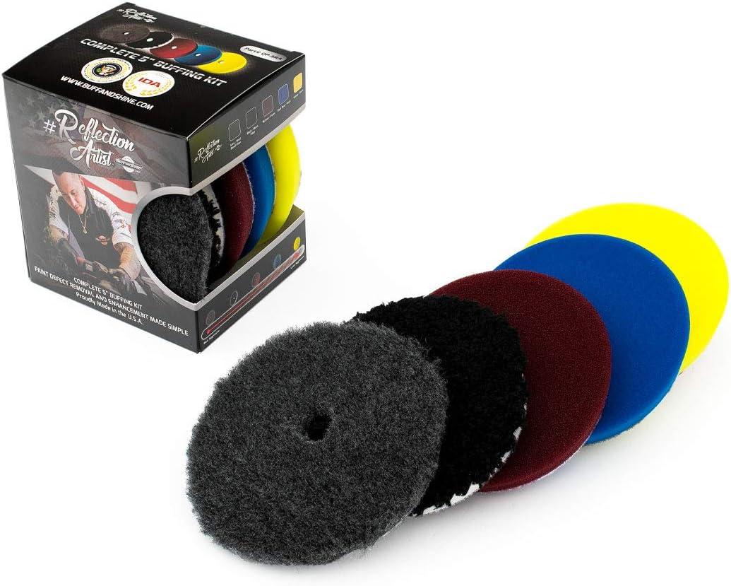 imageThe Rag Company Buff and Shine Reflection Artist Complete 5quot Buffing Kit Combination of Five Pads URO line Easy to Use Combo5in