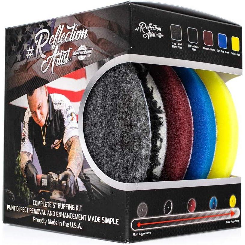imageThe Rag Company Buff and Shine Reflection Artist Complete 5quot Buffing Kit Combination of Five Pads URO line Easy to Use Combo6in