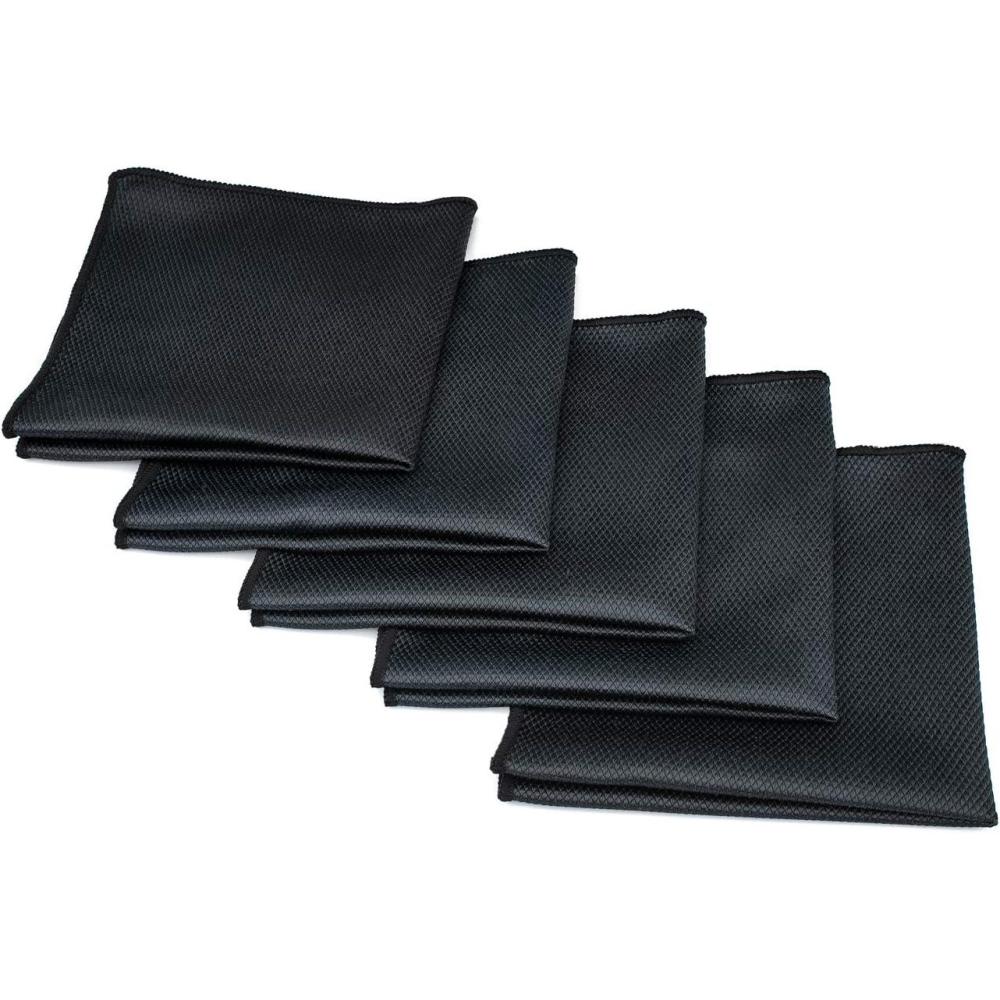 imageThe Rag Company Diamond Weave Glass ampamp Window Detailing Towels to Polish Mirrors ampamp Chrome Snakeskin Like Texture LintFree StreakFree 280gsm 16in x 16in Black 5PackBlack