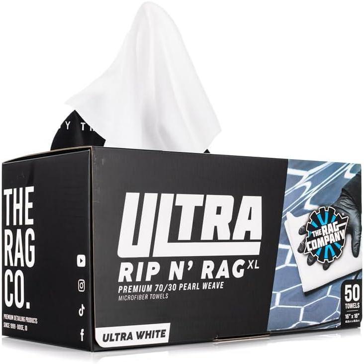 imageThe Rag Company Rip N Rag MultiPurpose Reusable Microfiber Towels for Home Office Garage RV and More 80 Count Roll Premium 7030 Blend 200gsmWhite