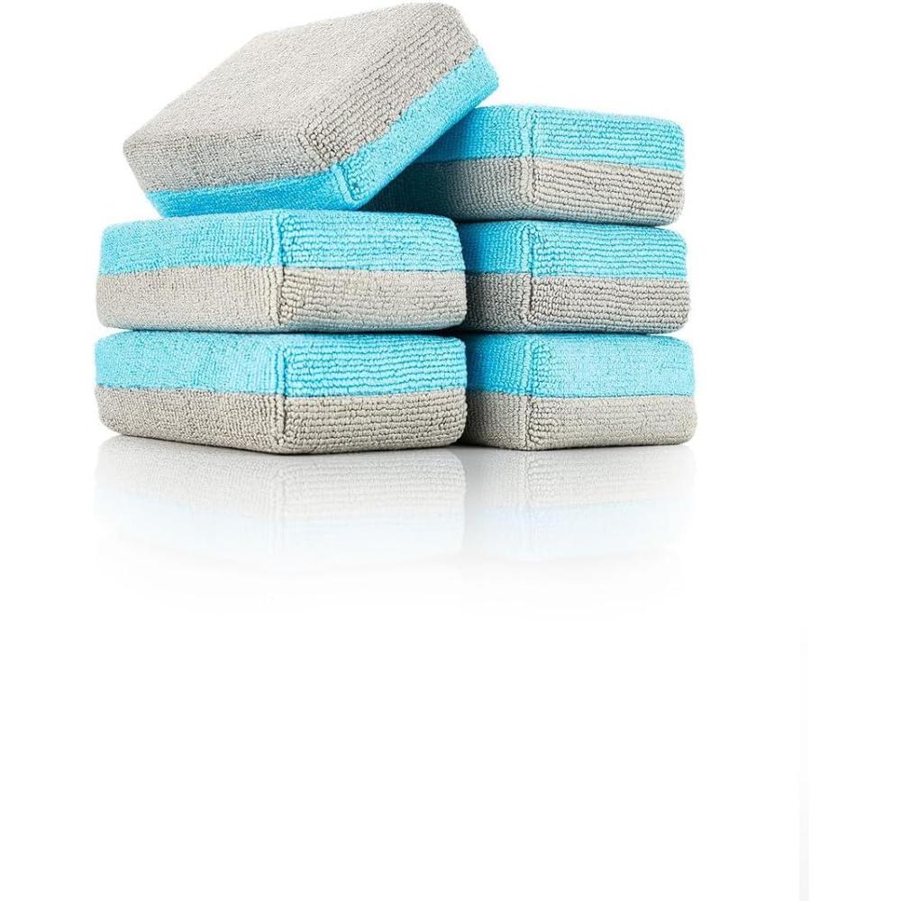 imageThe Rag Company Ultra No Soak Coating Applicator Ultra Blue and Ice Grey 6 Pack 3 Inch by 5 Inch Applicator Sponge