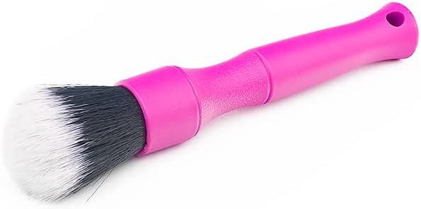 imageDetail Factory Synthetic Detailing Brush UltraSoft Bristles Comfortable Grip and ScratchFree Cleaning for Exterior Interior Emblems Badges and InstrumentGuage Panels Red LongPink