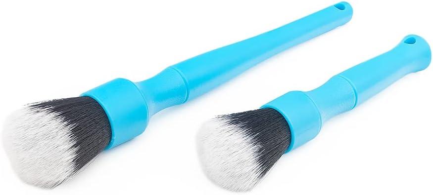 imageDetail Factory Synthetic Detailing Brush UltraSoft Bristles Comfortable Grip and ScratchFree Cleaning for Exterior Interior Emblems Badges and InstrumentGuage Panels Red LongBlue