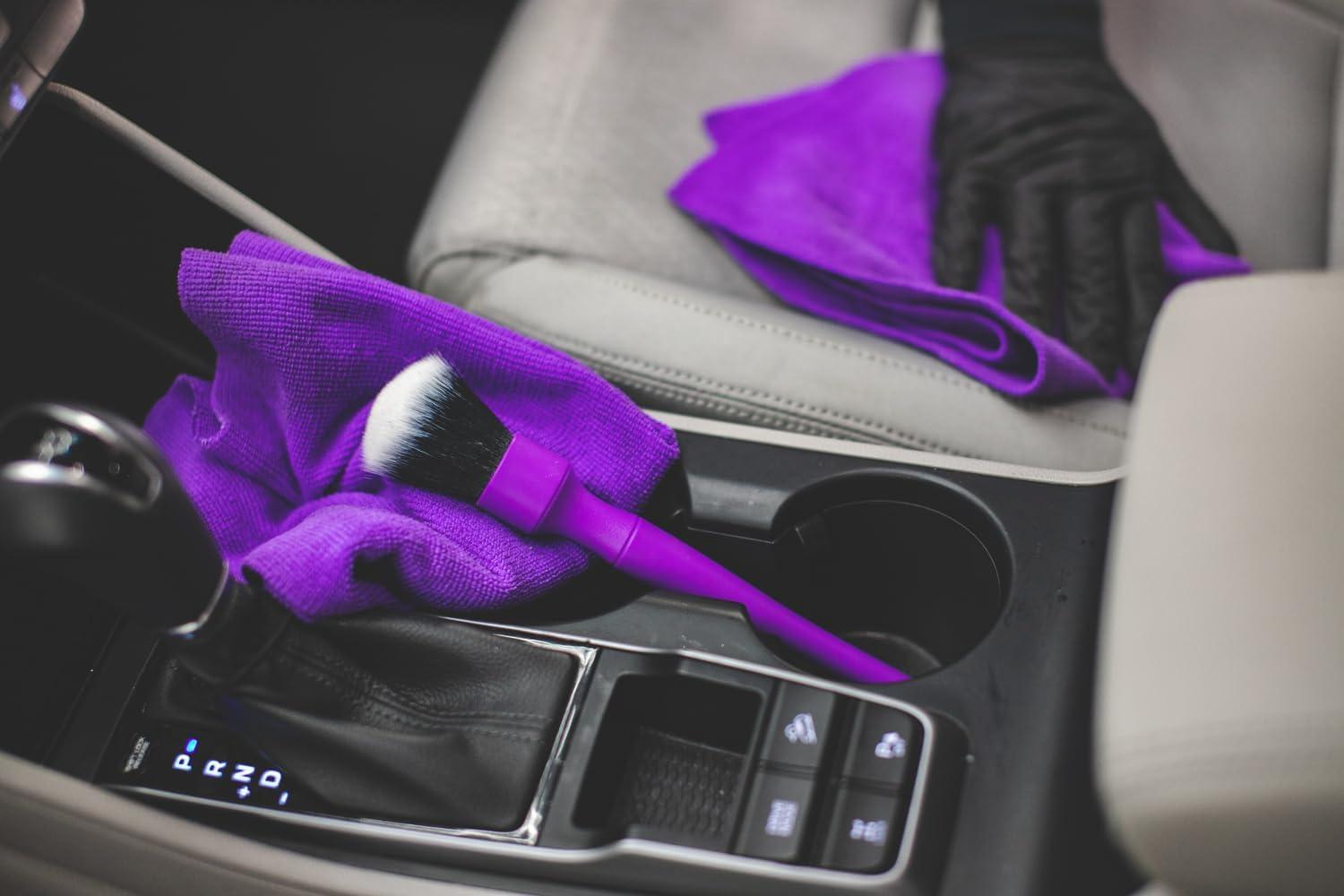 imageDetail Factory Synthetic Detailing Brush UltraSoft Bristles Comfortable Grip and ScratchFree Cleaning for Exterior Interior Emblems Badges and InstrumentGuage Panels Red LongPurple