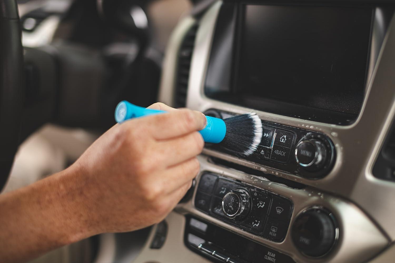imageDetail Factory Synthetic Detailing Brush UltraSoft Bristles Comfortable Grip and ScratchFree Cleaning for Exterior Interior Emblems Badges and InstrumentGuage Panels Red LongBlue