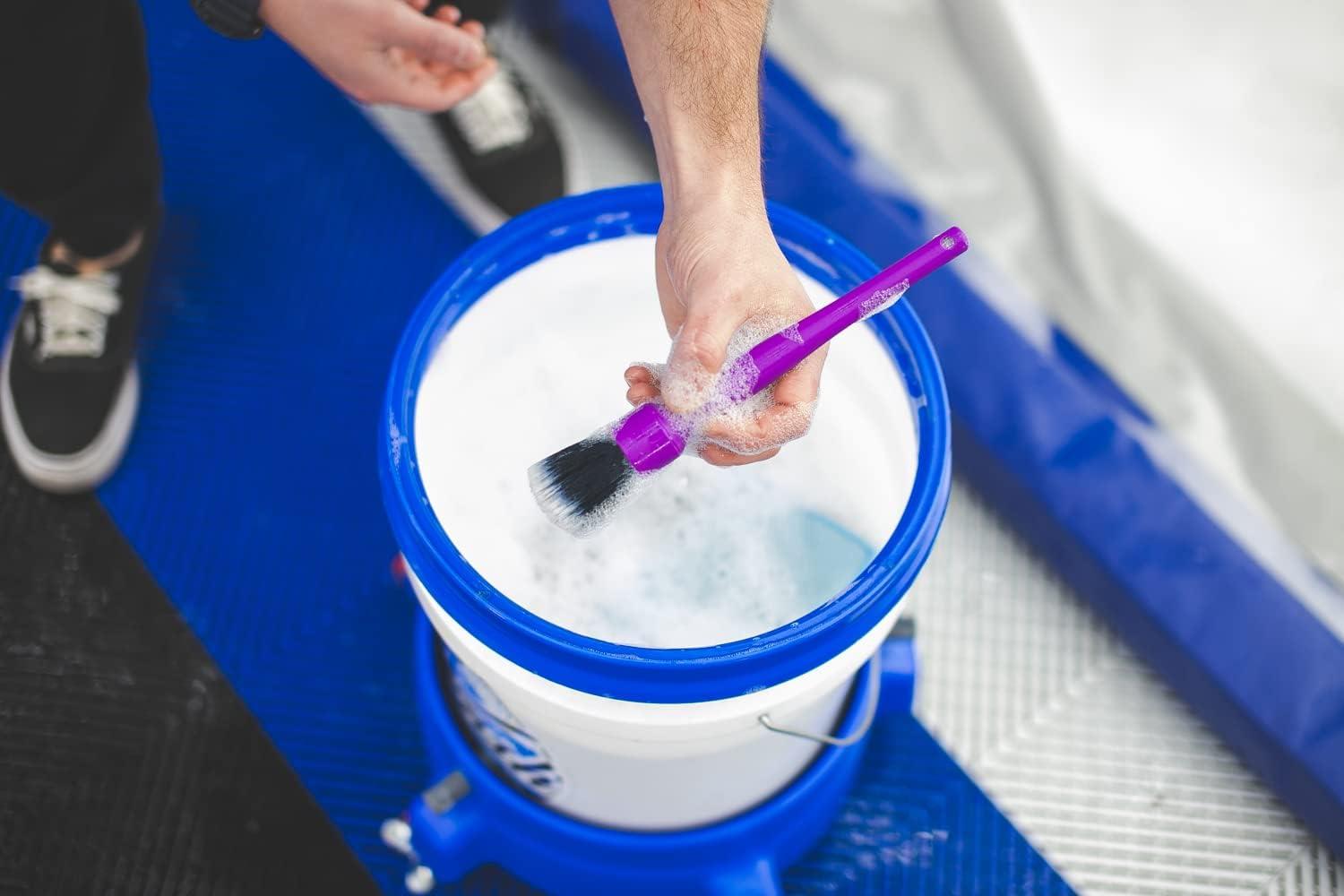 imageDetail Factory Synthetic Detailing Brush UltraSoft Bristles Comfortable Grip and ScratchFree Cleaning for Exterior Interior Emblems Badges and InstrumentGuage Panels Red LongPurple