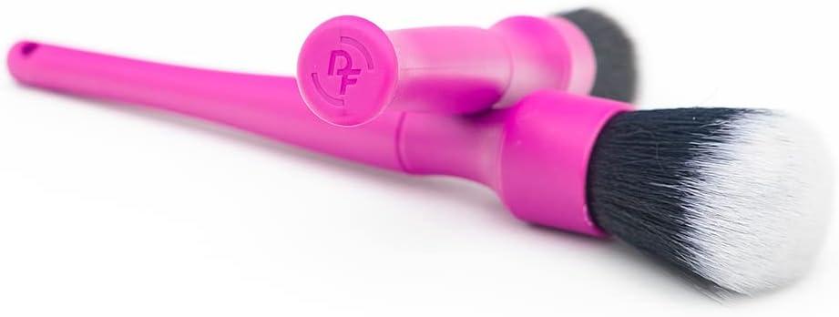 imageDetail Factory Synthetic Detailing Brush UltraSoft Bristles Comfortable Grip and ScratchFree Cleaning for Exterior Interior Emblems Badges and InstrumentGuage Panels Red LongPink