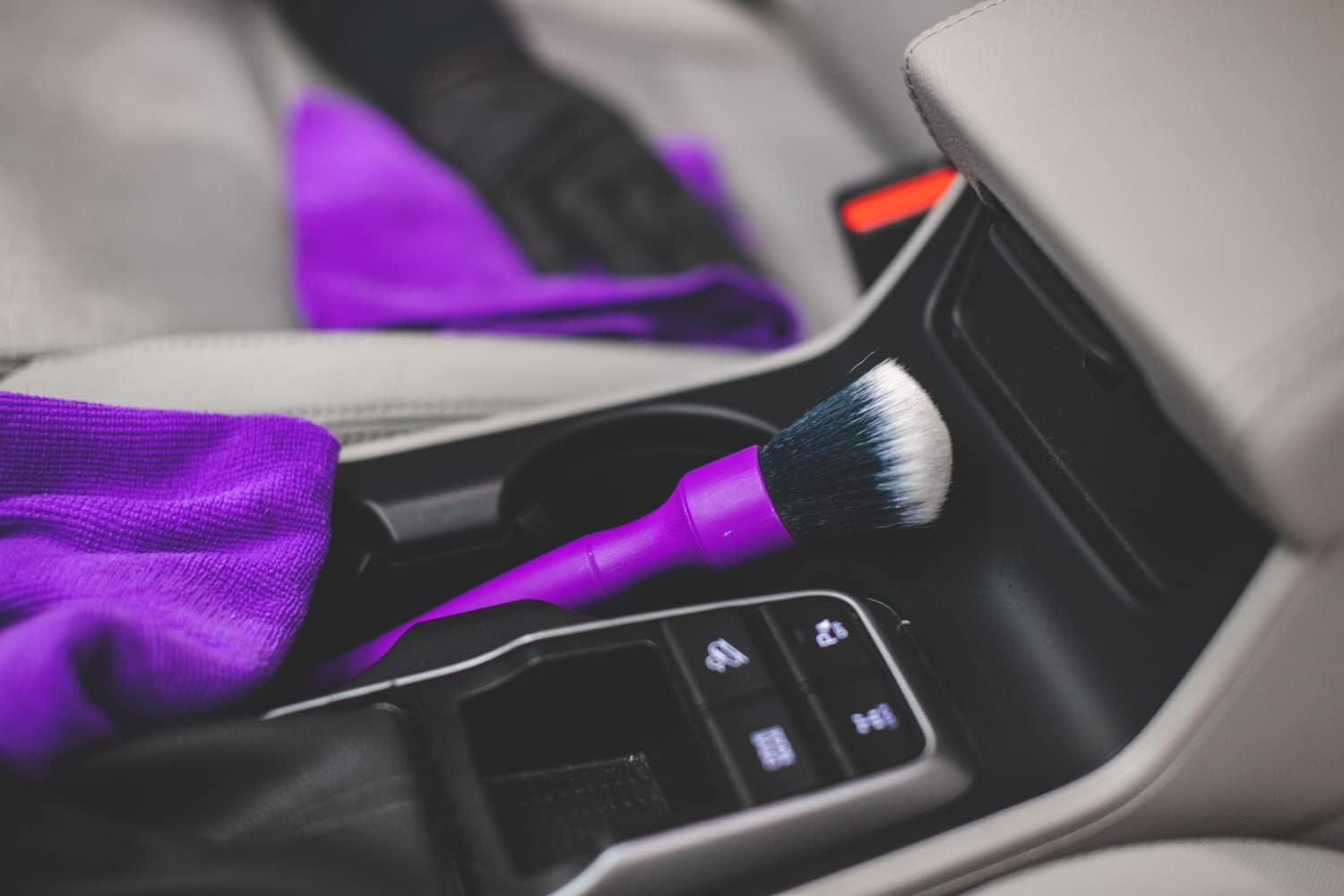 imageDetail Factory Synthetic Detailing Brush UltraSoft Bristles Comfortable Grip and ScratchFree Cleaning for Exterior Interior Emblems Badges and InstrumentGuage Panels Red LongPurple