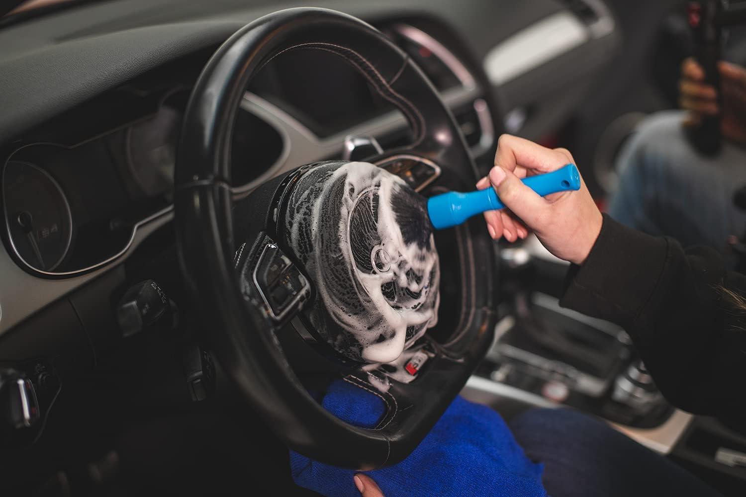 imageDetail Factory Synthetic Detailing Brush UltraSoft Bristles Comfortable Grip and ScratchFree Cleaning for Exterior Interior Emblems Badges and InstrumentGuage Panels Red LongBlue