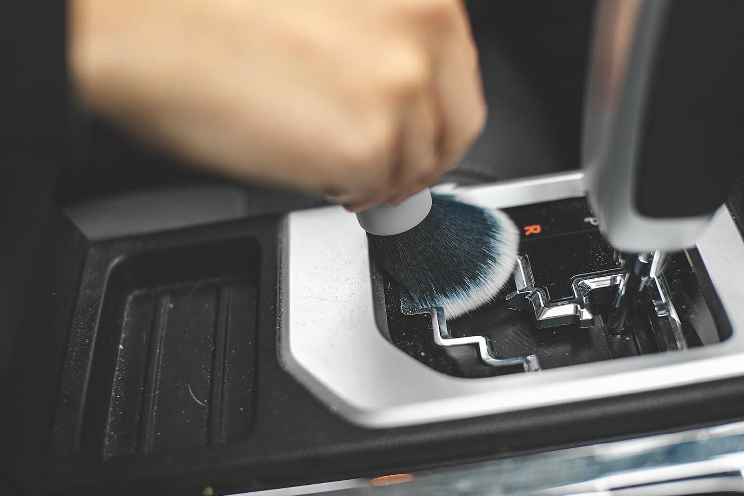 imageDetail Factory Synthetic Detailing Brush UltraSoft Bristles Comfortable Grip and ScratchFree Cleaning for Exterior Interior Emblems Badges and InstrumentGuage Panels Red LongBlack