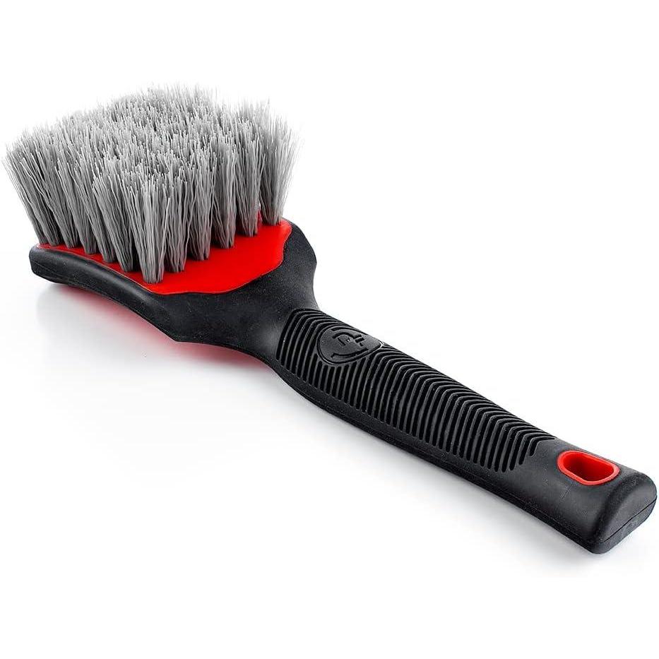imageDetail Factory  ProGrip Tire Brush  Ergonomic ProGrip Handle Stiff Synthetic Bristles Ergonomic Design Clean Your Tires with Ease  GreyRed