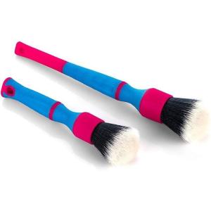 Detail Factory – TriGrip Ultra-Soft Detailing Brush Set – Scratch-Free Cleaning for Exterior, Interior Panels, Emblems, Badges, Gauges, Infotainment Screen – Black(Pink/Blue)