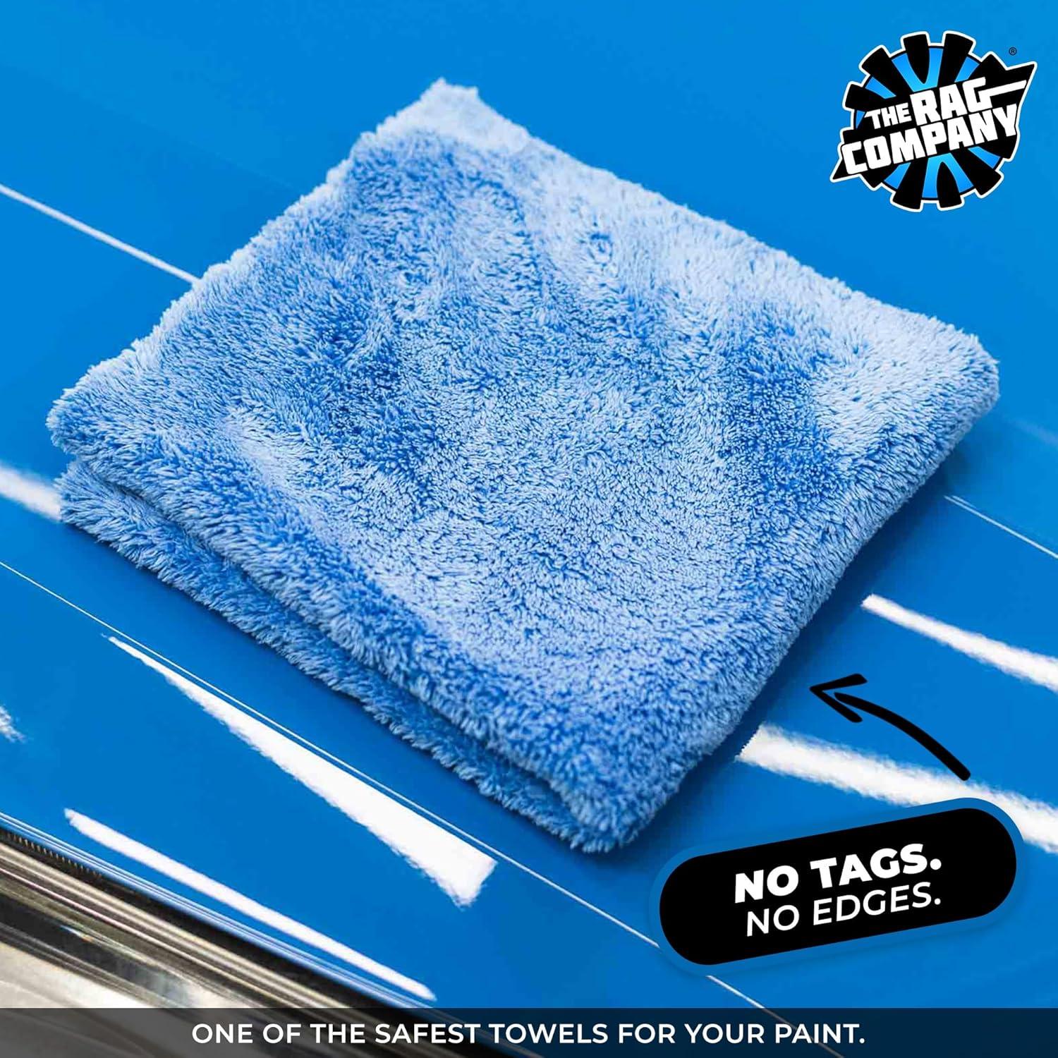imageThe Rag Company Eagle Edgeless 500 4Pack Professional Korean 7030 Blend Super Plush Microfiber Detailing Towels 500GSM 16in x 16in RedBlue