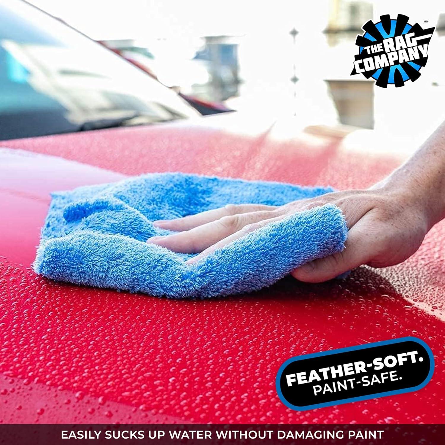 imageThe Rag Company Eagle Edgeless 500 4Pack Professional Korean 7030 Blend Super Plush Microfiber Detailing Towels 500GSM 16in x 16in RedBlue