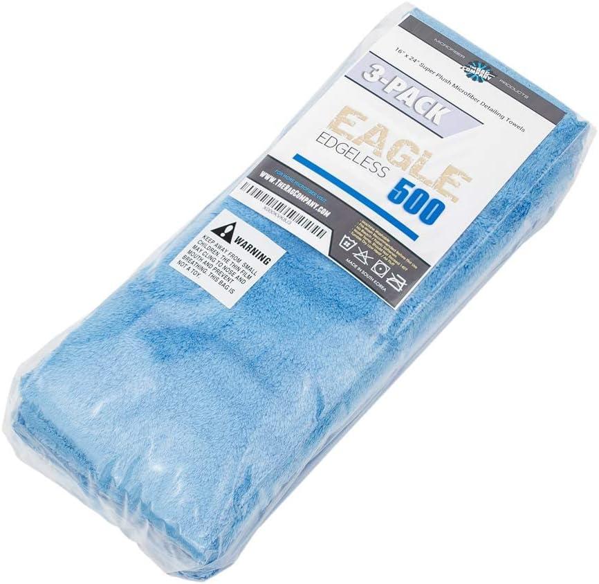 imageThe Rag Company Eagle Edgeless 500 4Pack Professional Korean 7030 Blend Super Plush Microfiber Detailing Towels 500GSM 16in x 16in RedBlue