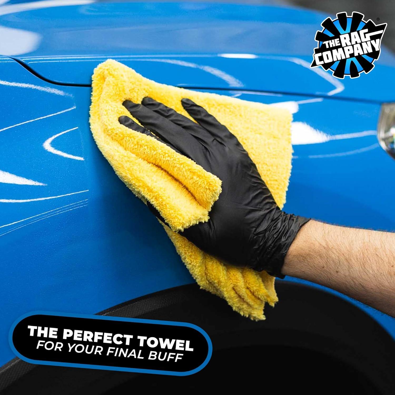 imageThe Rag Company Eagle Edgeless 500 4Pack Professional Korean 7030 Blend Super Plush Microfiber Detailing Towels 500GSM 16in x 16in RedGold