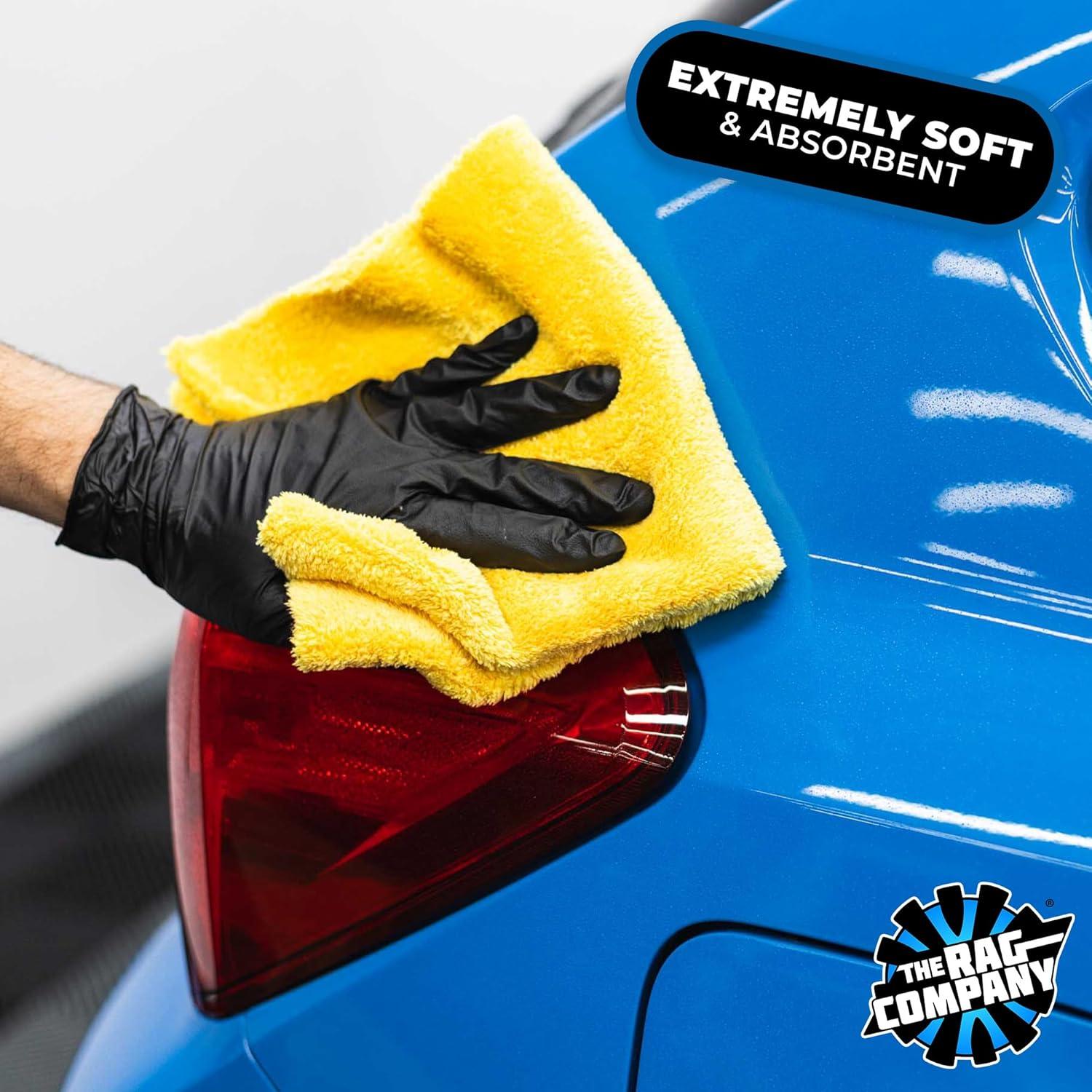 imageThe Rag Company Eagle Edgeless 500 4Pack Professional Korean 7030 Blend Super Plush Microfiber Detailing Towels 500GSM 16in x 16in RedGold