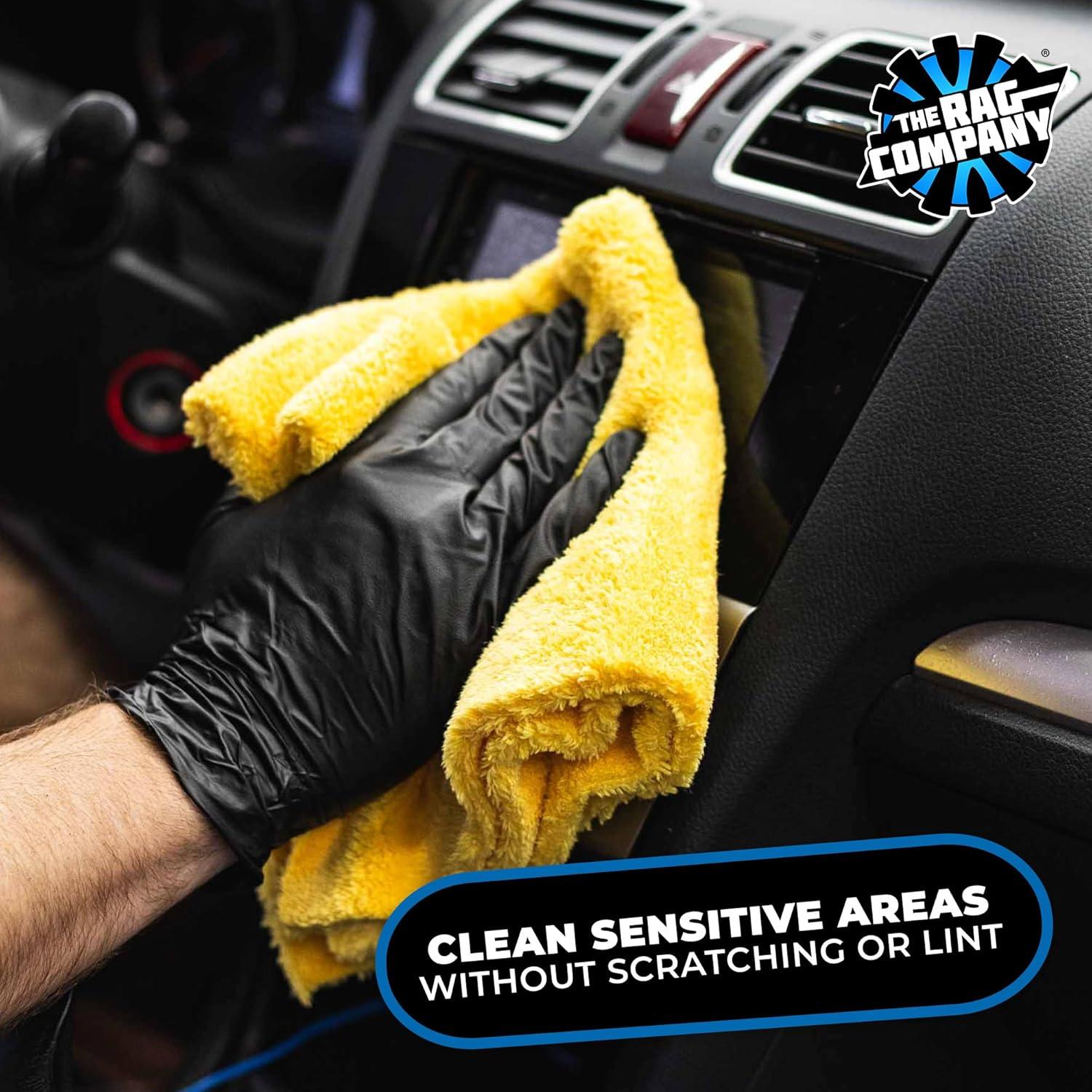 imageThe Rag Company Eagle Edgeless 500 4Pack Professional Korean 7030 Blend Super Plush Microfiber Detailing Towels 500GSM 16in x 16in RedGold