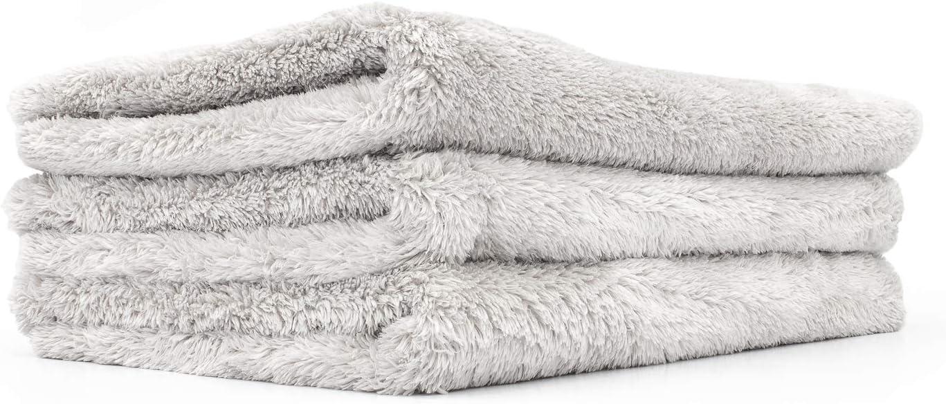 imageThe Rag Company Eagle Edgeless 500 4Pack Professional Korean 7030 Blend Super Plush Microfiber Detailing Towels 500GSM 16in x 16in RedIce Grey