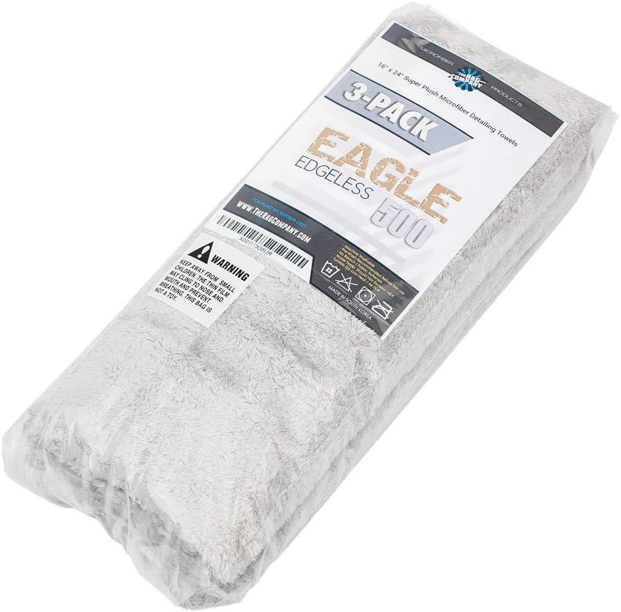 imageThe Rag Company Eagle Edgeless 500 4Pack Professional Korean 7030 Blend Super Plush Microfiber Detailing Towels 500GSM 16in x 16in RedIce Grey