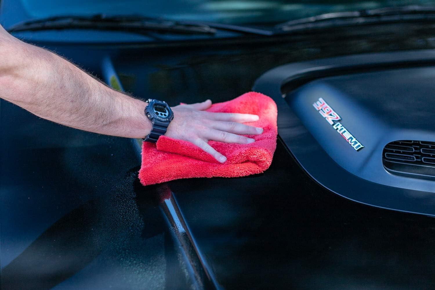 imageThe Rag Company Eagle Edgeless 500 4Pack Professional Korean 7030 Blend Super Plush Microfiber Detailing Towels 500GSM 16in x 16in RedRed