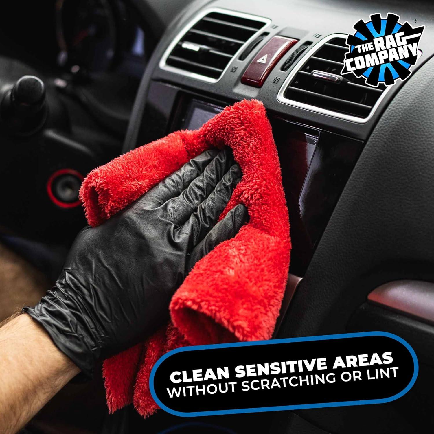 imageThe Rag Company Eagle Edgeless 500 4Pack Professional Korean 7030 Blend Super Plush Microfiber Detailing Towels 500GSM 16in x 16in RedRed