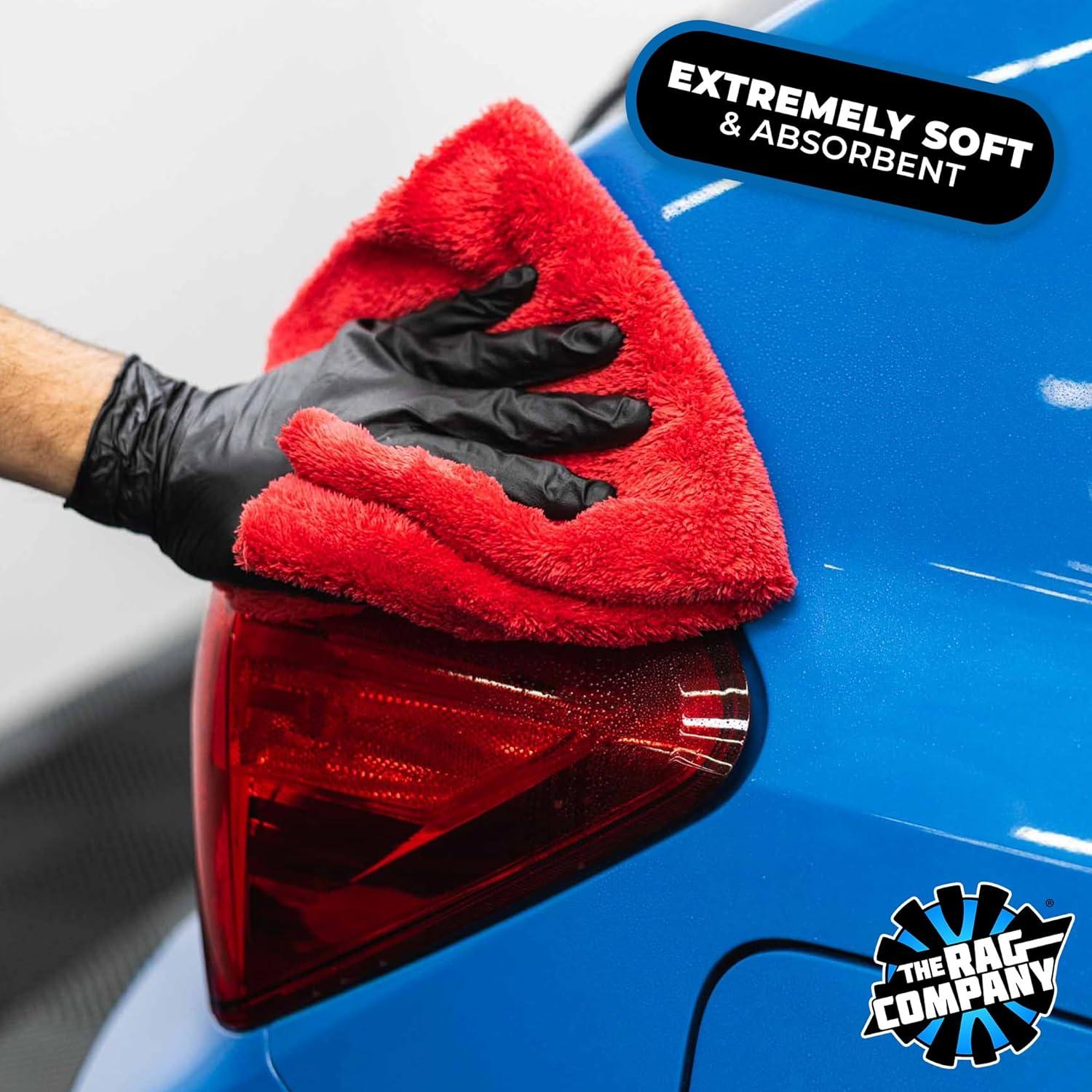 imageThe Rag Company Eagle Edgeless 500 4Pack Professional Korean 7030 Blend Super Plush Microfiber Detailing Towels 500GSM 16in x 16in RedRed