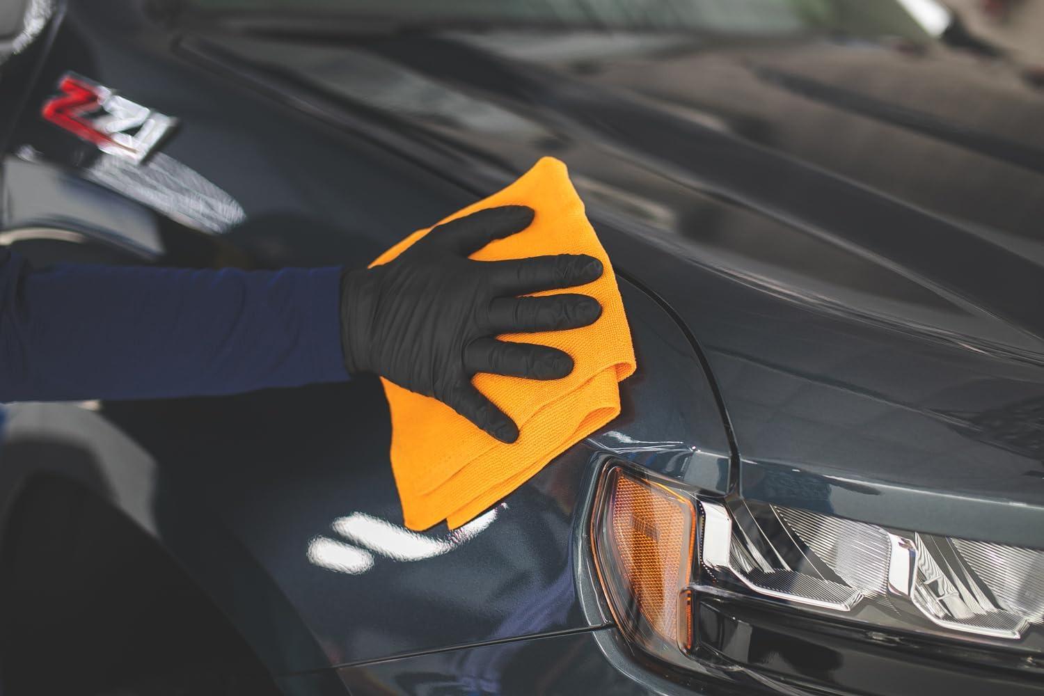 imageThe Rag Company  The Pearl  Professional Microfiber Detailing Towel for Ceramic Coating Leveling and Sealant Removal Safe and ScratchFree with No Tags 320gsm 16in x 16in Green 12 PackOrange