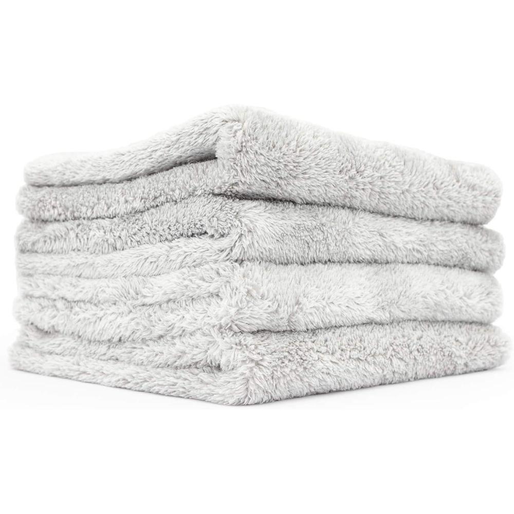 imageThe Rag Company Eagle Edgeless 500 4Pack Professional Korean 7030 Blend Super Plush Microfiber Detailing Towels 500GSM 16in x 16in RedIce Grey