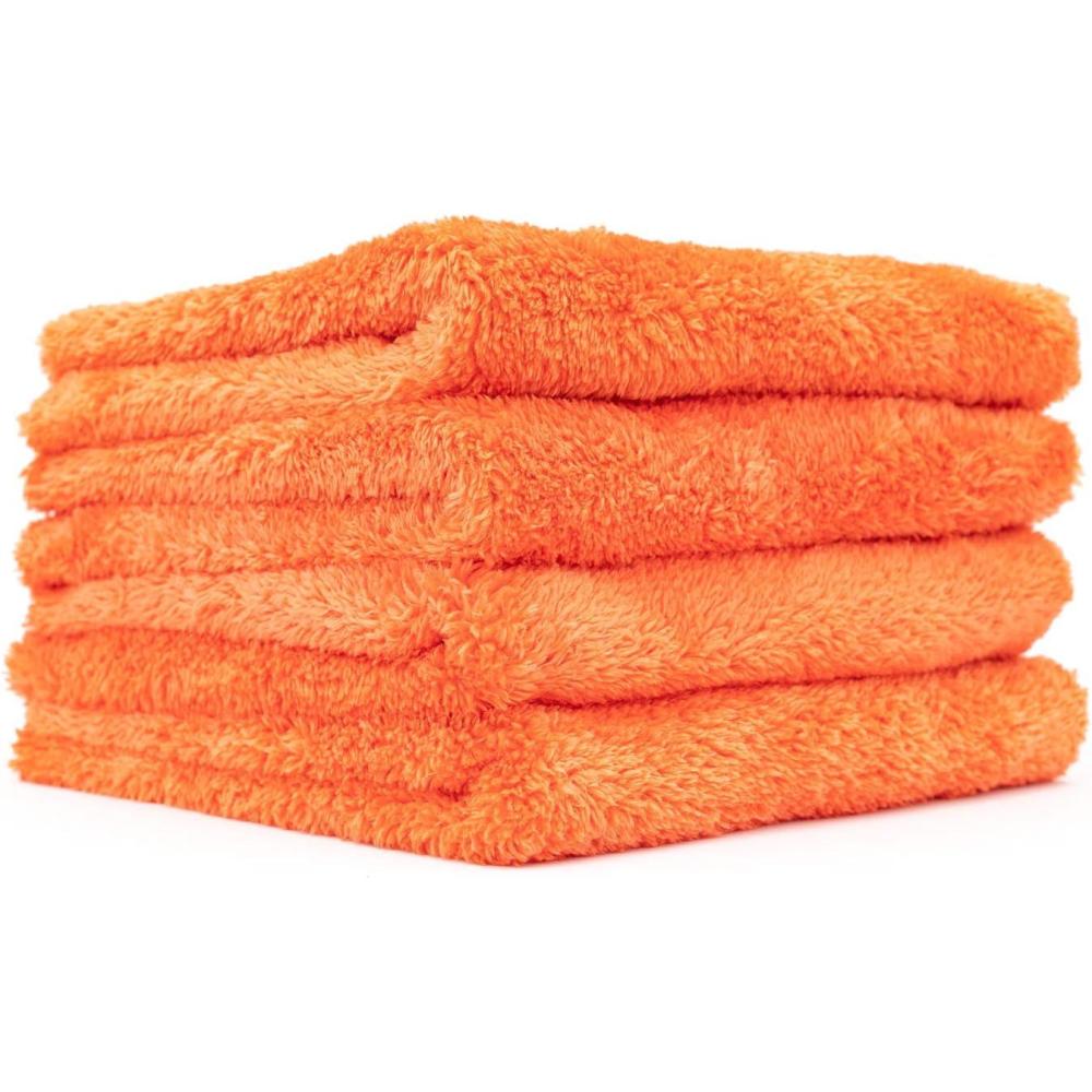 imageThe Rag Company Eagle Edgeless 500 4Pack Professional Korean 7030 Blend Super Plush Microfiber Detailing Towels 500GSM 16in x 16in RedOrange