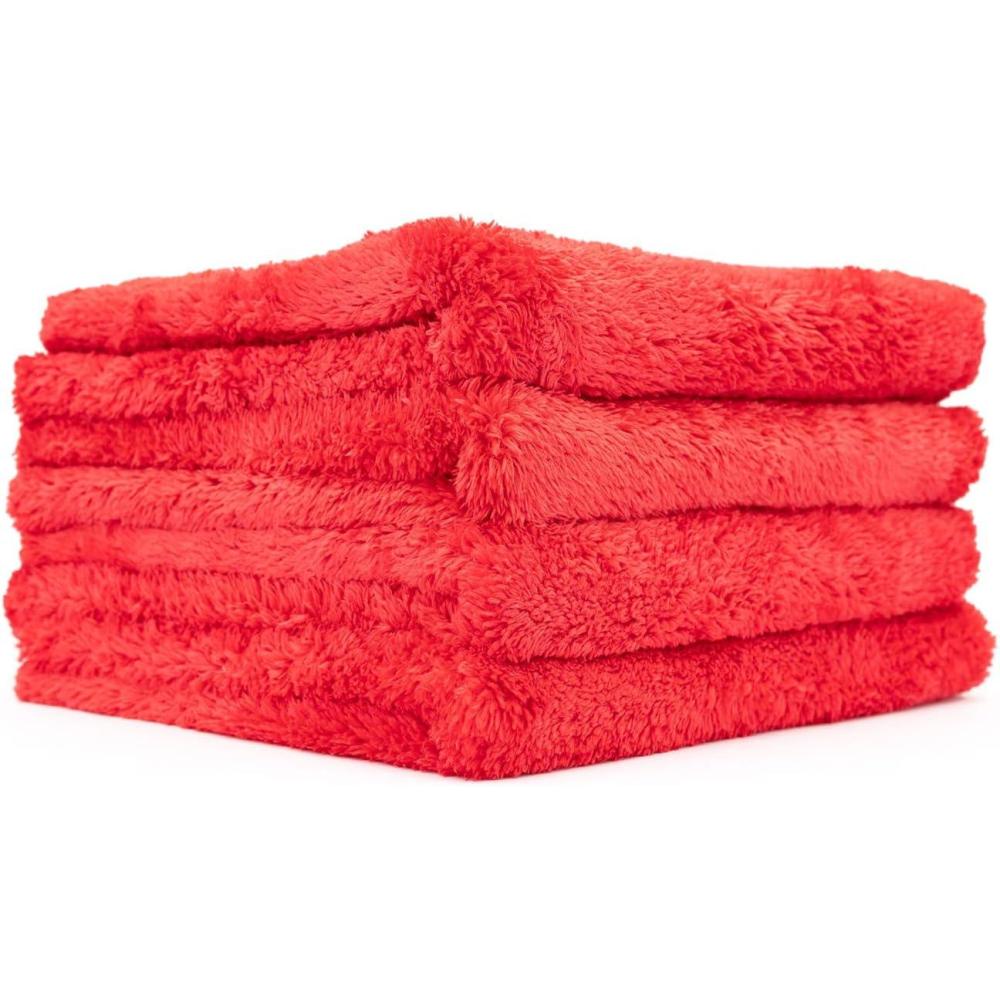 imageThe Rag Company  Eagle Edgeless 500 4Pack Professional Korean 7030 Blend Super Plush Microfiber Detailing Towels 500GSM 16in x 16in RedRed