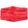 The Rag Company – Eagle Edgeless 500 (4-Pack) Professional Korean 70/30 Blend Super Plush Microfiber Detailing Towels, 500GSM, 16in x 16in, Red(Red)