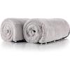 The Rag Company – The Dryer Wolf – Premium 70/30 Blend Microfiber Drying Towels; Ultra-Plush Knit Weave with Soft Suede Wolf Head Border; Safe and Scratch-Free; 550gsm, 25in x 40in, Cool Grey (2-Pack)